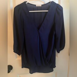 Everly Sheer Navy Blue Women's Top size small